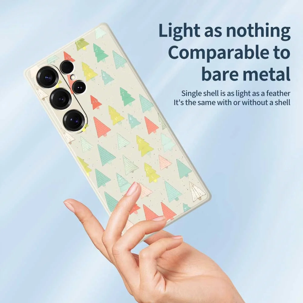 For Samsung Galaxy S25 Ultra Case Colorful Trees Pattern Printing Straight Edge TPU Phone Back Cover - Beige - 4