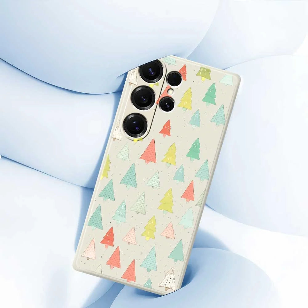 For Samsung Galaxy S25 Ultra Case Colorful Trees Pattern Printing Straight Edge TPU Phone Back Cover - Beige - 5