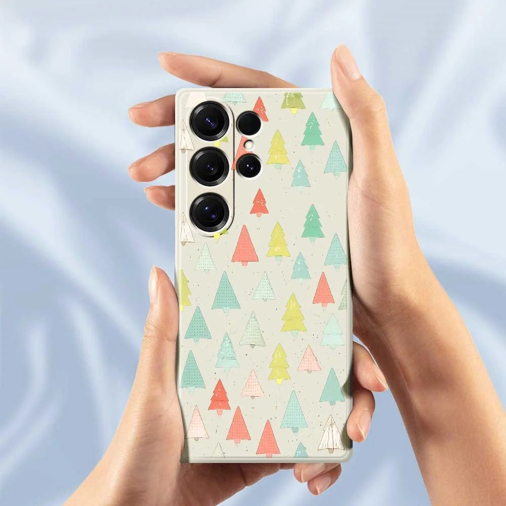 For Samsung Galaxy S25 Ultra Case Colorful Trees Pattern Printing Straight Edge TPU Phone Back Cover - Beige - 6