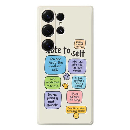 For Samsung Galaxy S25 Ultra Case Colored Sticky Notes Pattern Printing Straight Edge TPU Phone Back Cover - Beige - 1