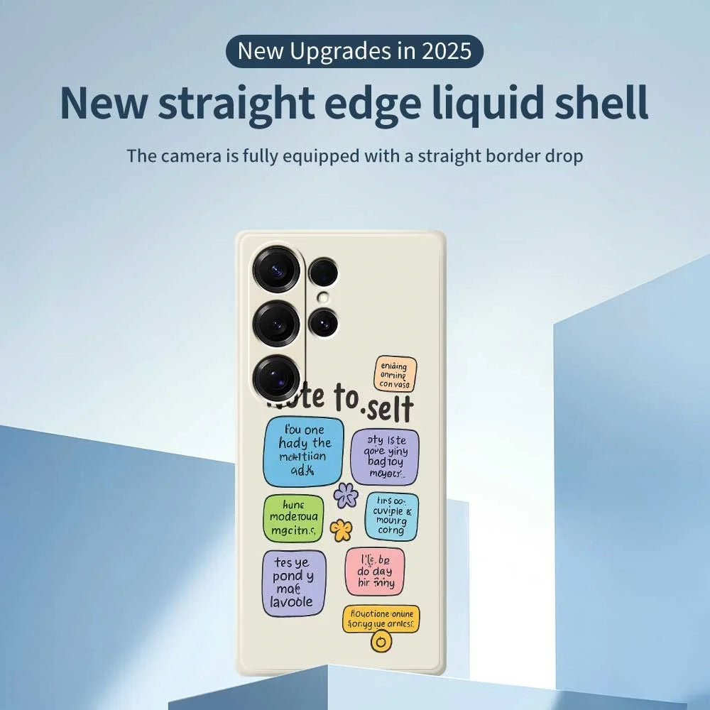 For Samsung Galaxy S25 Ultra Case Colored Sticky Notes Pattern Printing Straight Edge TPU Phone Back Cover - Beige - 3