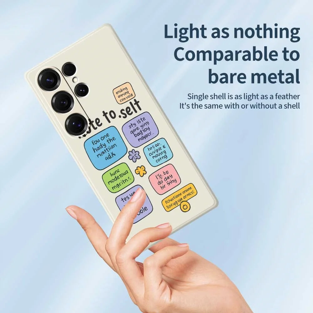 For Samsung Galaxy S25 Ultra Case Colored Sticky Notes Pattern Printing Straight Edge TPU Phone Back Cover - Beige - 4