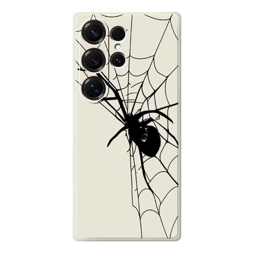For Samsung Galaxy S25 Ultra Case Spider Pattern Printing Straight Edge TPU Phone Back Cover - Beige - 1