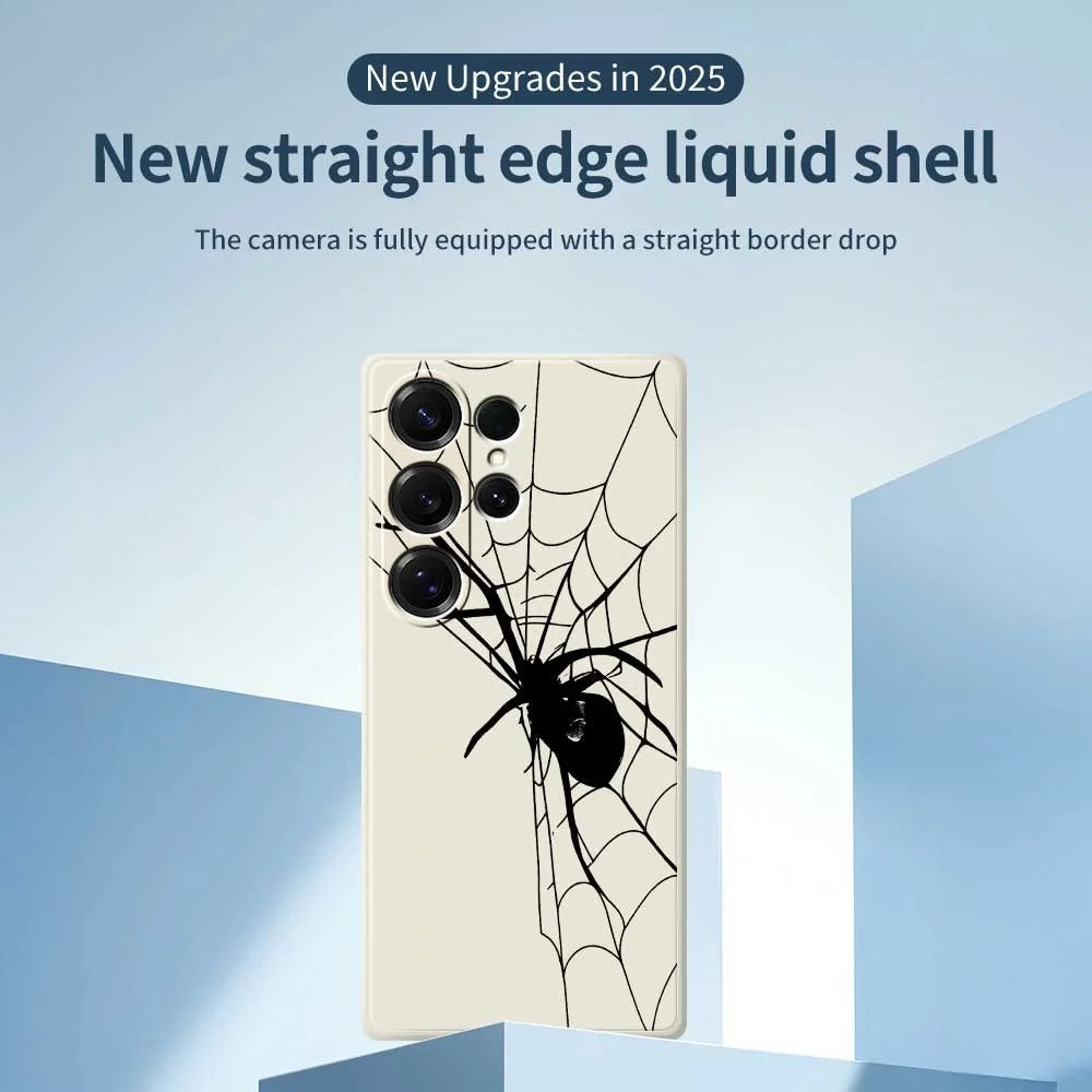 For Samsung Galaxy S25 Ultra Case Spider Pattern Printing Straight Edge TPU Phone Back Cover - Beige - 3