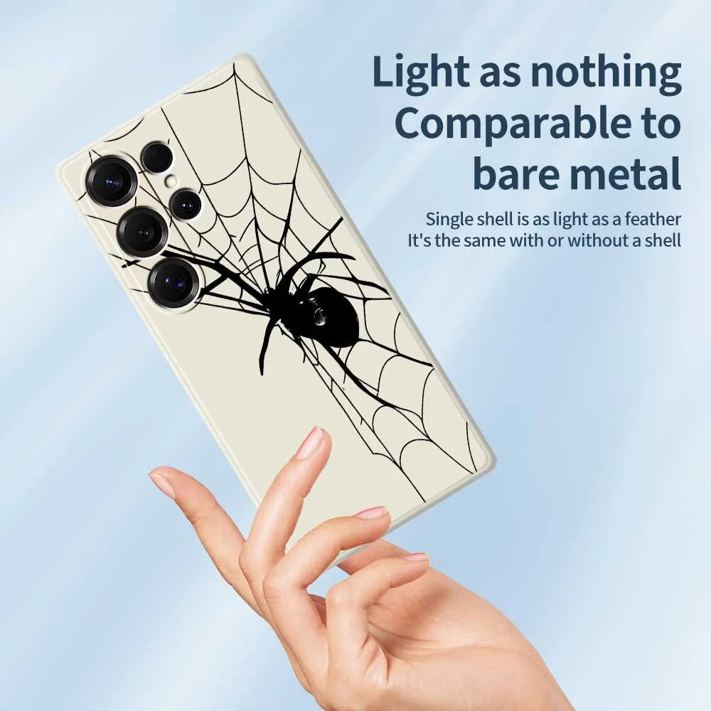 For Samsung Galaxy S25 Ultra Case Spider Pattern Printing Straight Edge TPU Phone Back Cover - Beige - 4