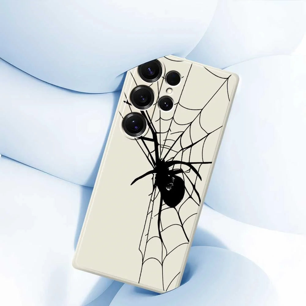 For Samsung Galaxy S25 Ultra Case Spider Pattern Printing Straight Edge TPU Phone Back Cover - Beige - 5