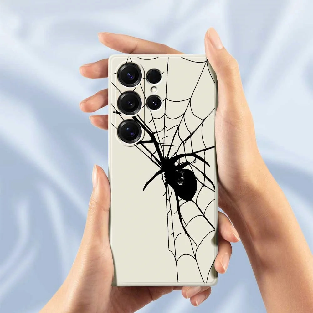 For Samsung Galaxy S25 Ultra Case Spider Pattern Printing Straight Edge TPU Phone Back Cover - Beige - 6