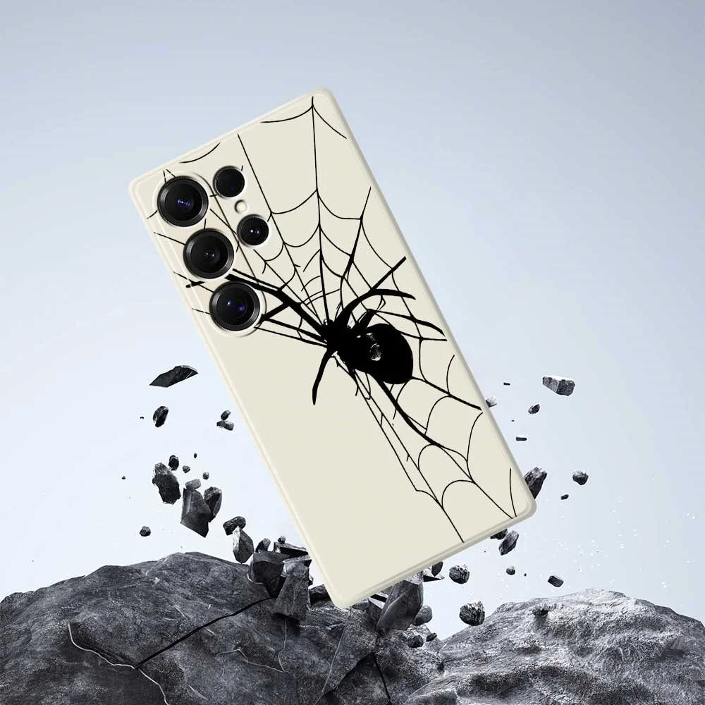 For Samsung Galaxy S25 Ultra Case Spider Pattern Printing Straight Edge TPU Phone Back Cover - Beige - 7