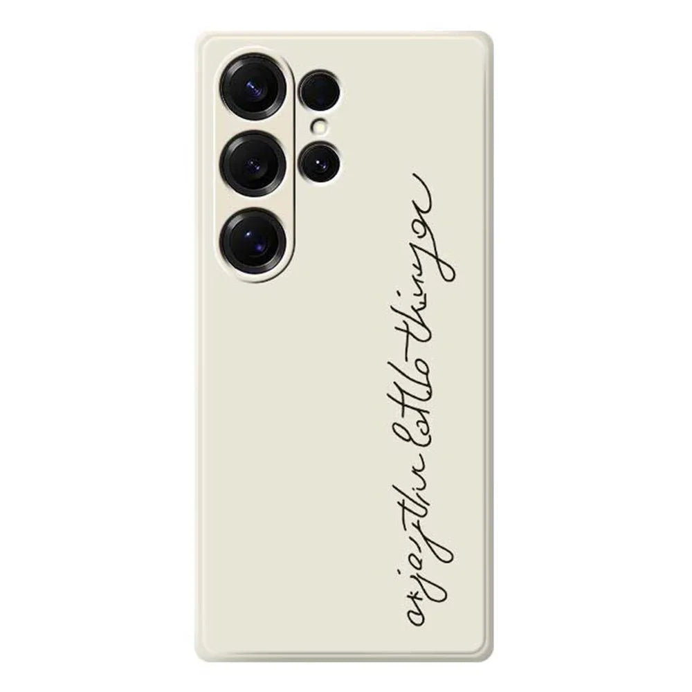 For Samsung Galaxy S25 Ultra Case WordArt Pattern Printing Straight Edge TPU Phone Back Cover - Beige - 1