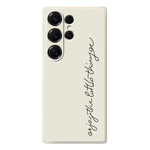 For Samsung Galaxy S25 Ultra Case WordArt Pattern Printing Straight Edge TPU Phone Back Cover - Beige - 1