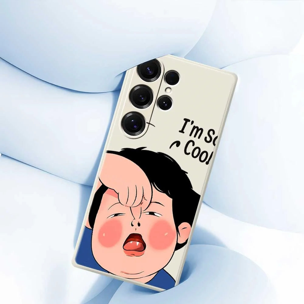 For Samsung Galaxy S25 Ultra Case Make Faces Kid Pattern Printing Straight Edge TPU Phone Back Cover - Beige - 5