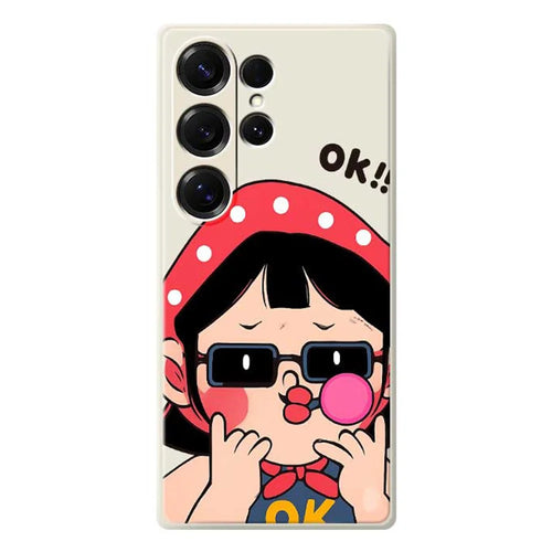 For Samsung Galaxy S25 Ultra Case Cute Kid Pattern Printing Straight Edge TPU Phone Back Cover - Beige - 1
