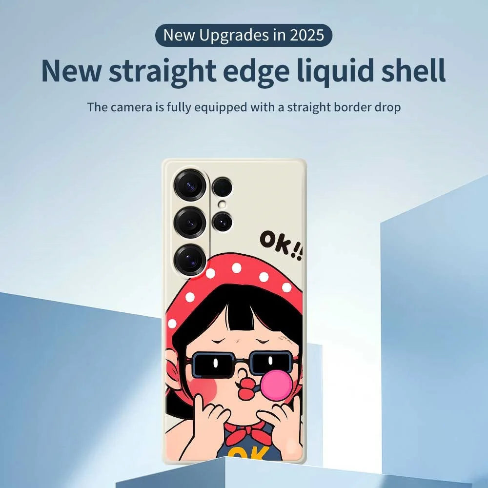 For Samsung Galaxy S25 Ultra Case Cute Kid Pattern Printing Straight Edge TPU Phone Back Cover - Beige - 3