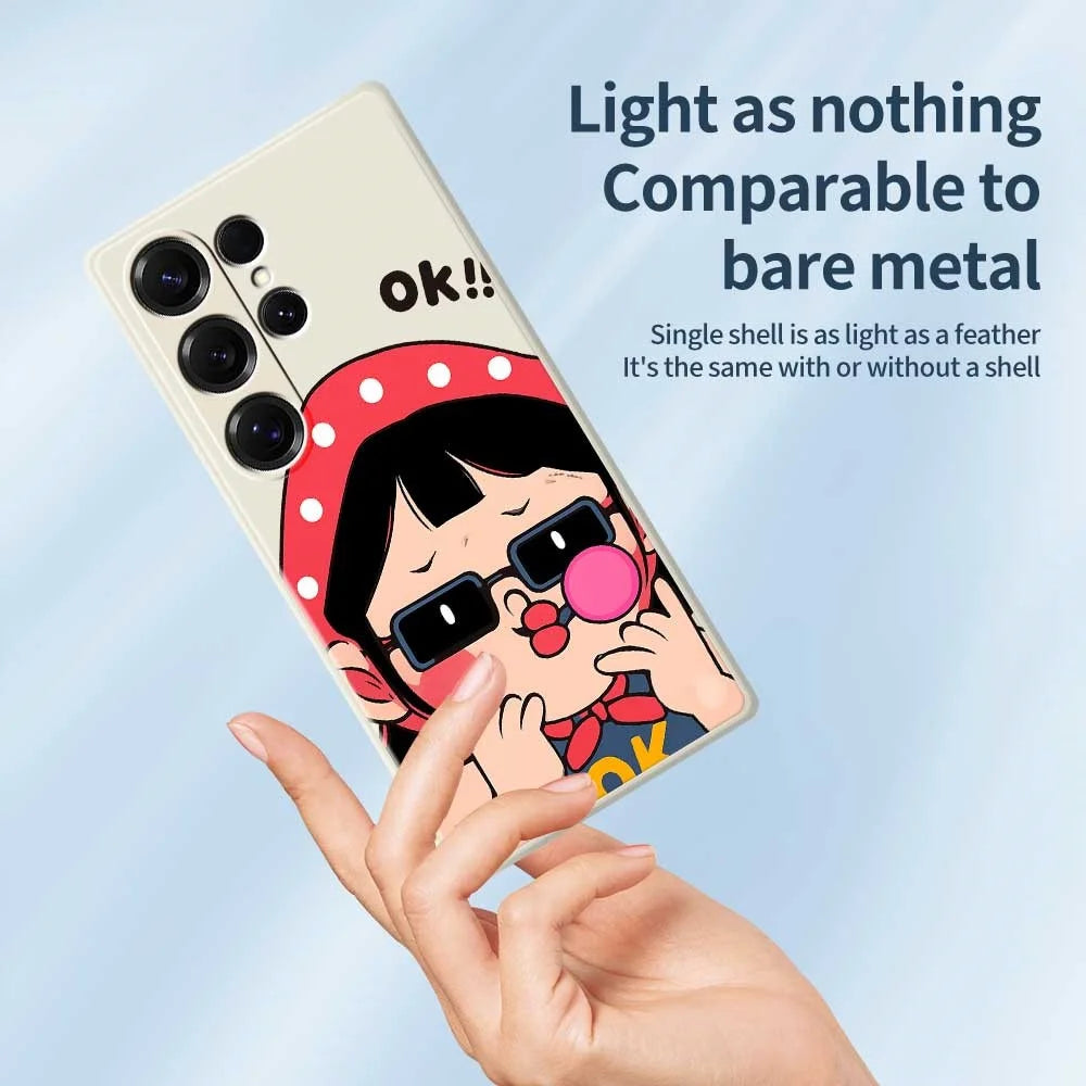 For Samsung Galaxy S25 Ultra Case Cute Kid Pattern Printing Straight Edge TPU Phone Back Cover - Beige - 4