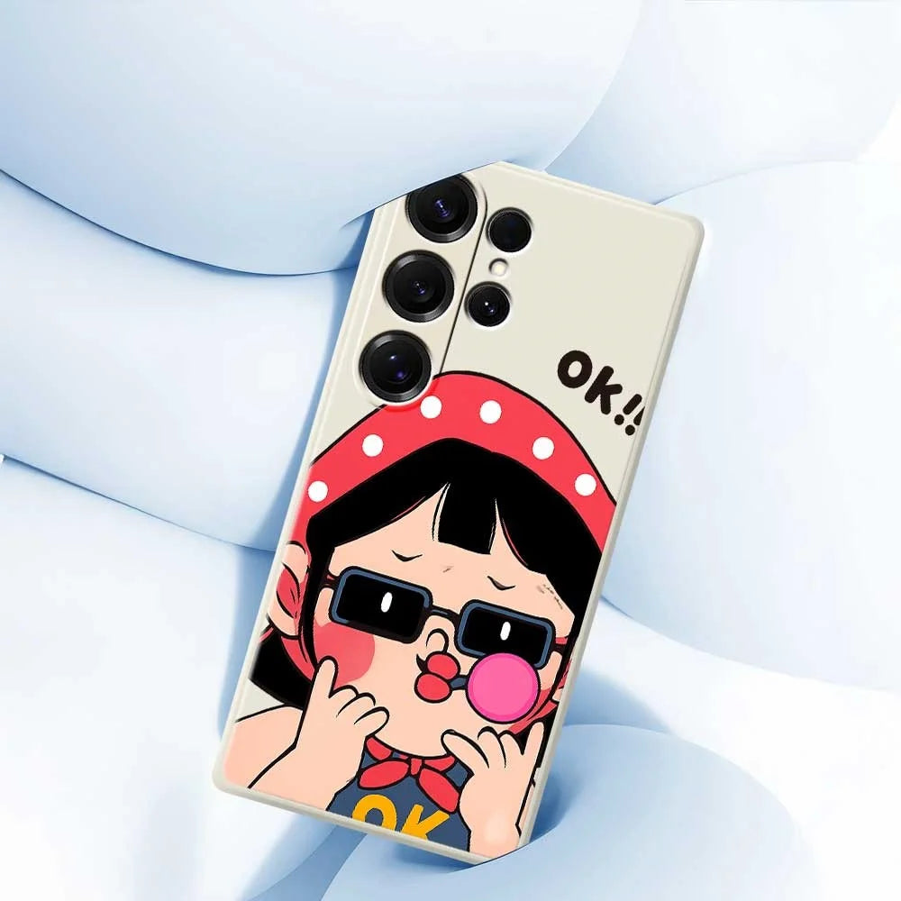 For Samsung Galaxy S25 Ultra Case Cute Kid Pattern Printing Straight Edge TPU Phone Back Cover - Beige - 5