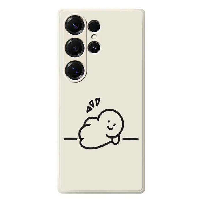 For Samsung Galaxy S25 Ultra Case Stick Figure Pattern Printing Straight Edge TPU Phone Back Cover - Beige - 1