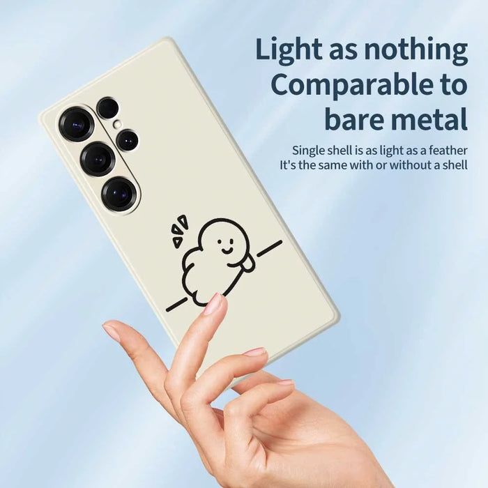 For Samsung Galaxy S25 Ultra Case Stick Figure Pattern Printing Straight Edge TPU Phone Back Cover - Beige - 4