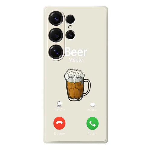 For Samsung Galaxy S25 Ultra Case Beer Pattern Printing Straight Edge TPU Phone Back Cover - Beige - 1