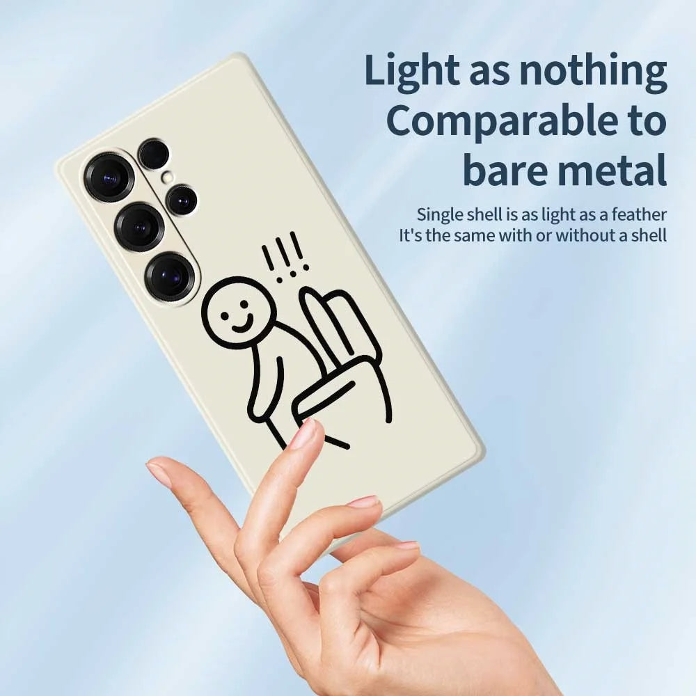 For Samsung Galaxy S25 Ultra Case Stickman Toilet Pattern Printing Straight Edge TPU Phone Back Cover - Beige - 4