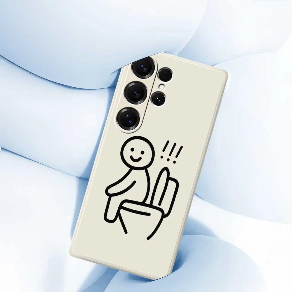 For Samsung Galaxy S25 Ultra Case Stickman Toilet Pattern Printing Straight Edge TPU Phone Back Cover - Beige - 5