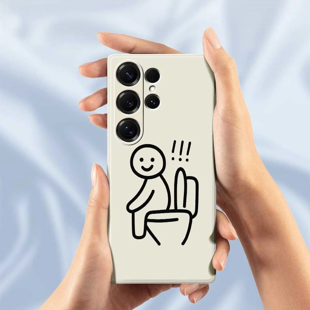 For Samsung Galaxy S25 Ultra Case Stickman Toilet Pattern Printing Straight Edge TPU Phone Back Cover - Beige - 6