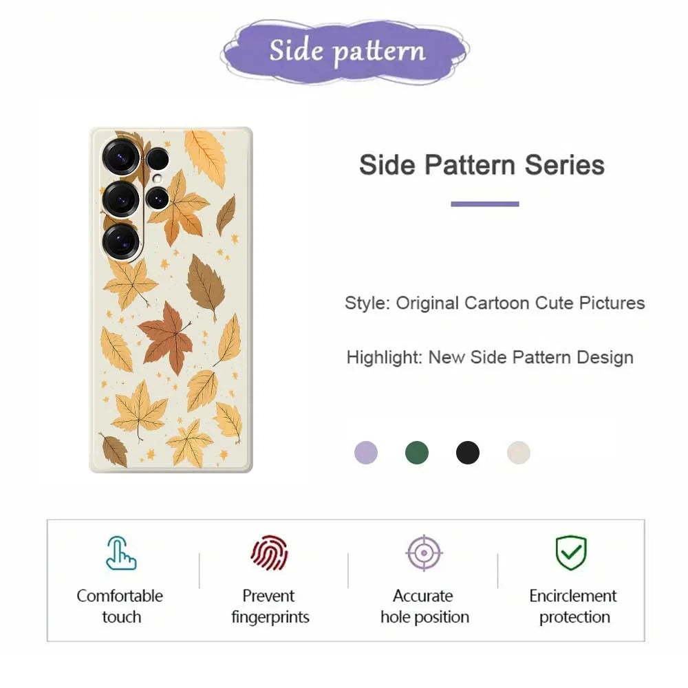 For Samsung Galaxy S25 Ultra Case Maple Leaves Pattern Printing Straight Edge TPU Phone Back Cover - Beige - 2