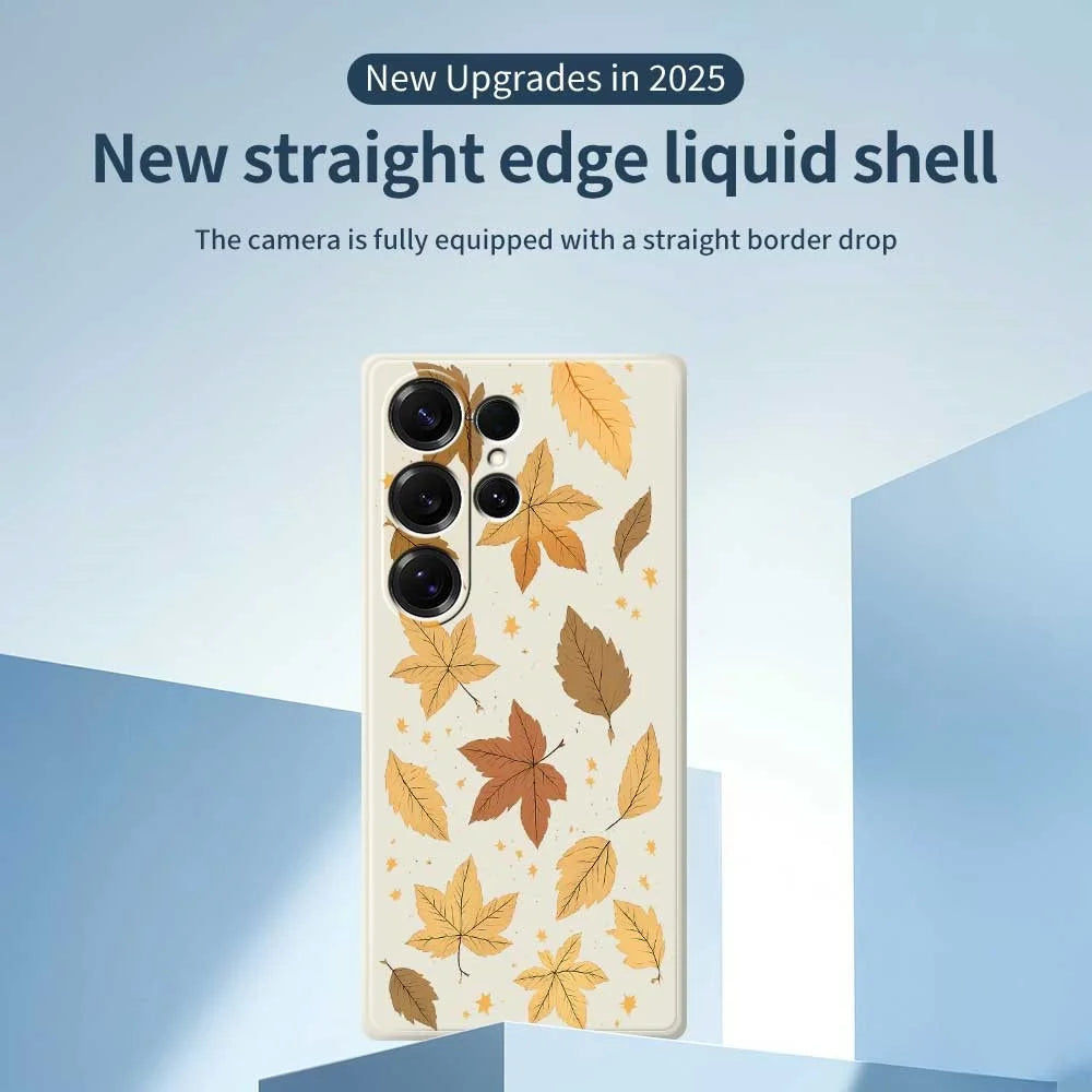 For Samsung Galaxy S25 Ultra Case Maple Leaves Pattern Printing Straight Edge TPU Phone Back Cover - Beige - 3