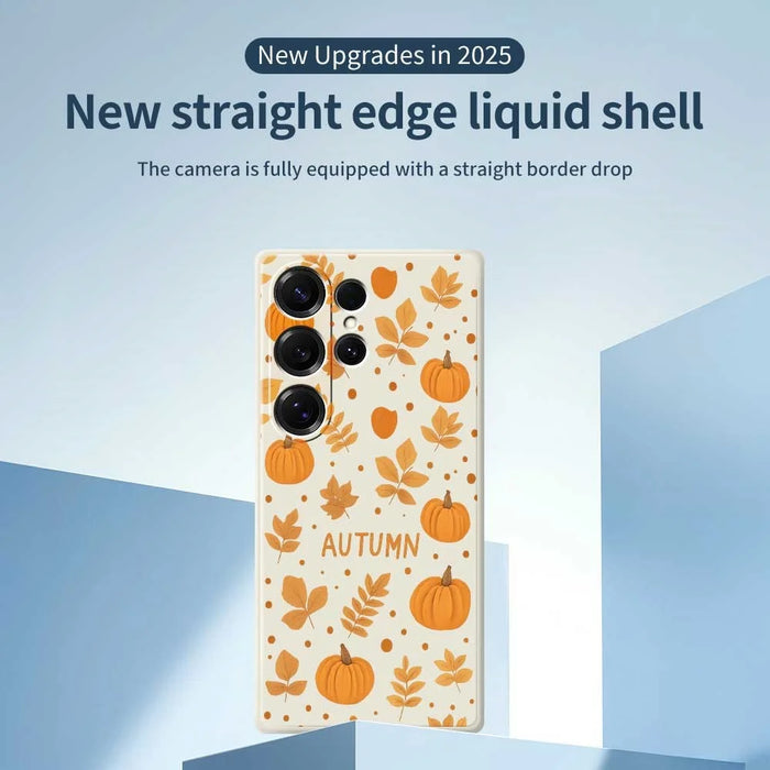 For Samsung Galaxy S25 Ultra Case Autumn Theme Pattern Printing Straight Edge TPU Phone Back Cover - Beige - 3