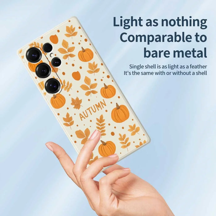 For Samsung Galaxy S25 Ultra Case Autumn Theme Pattern Printing Straight Edge TPU Phone Back Cover - Beige - 4