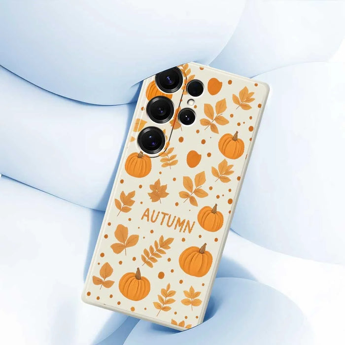 For Samsung Galaxy S25 Ultra Case Autumn Theme Pattern Printing Straight Edge TPU Phone Back Cover - Beige - 5