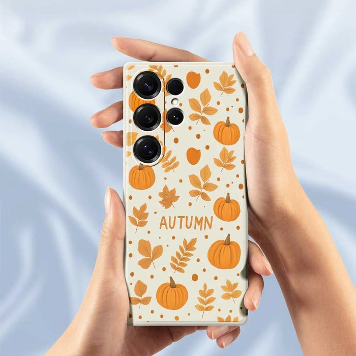 For Samsung Galaxy S25 Ultra Case Autumn Theme Pattern Printing Straight Edge TPU Phone Back Cover - Beige - 6
