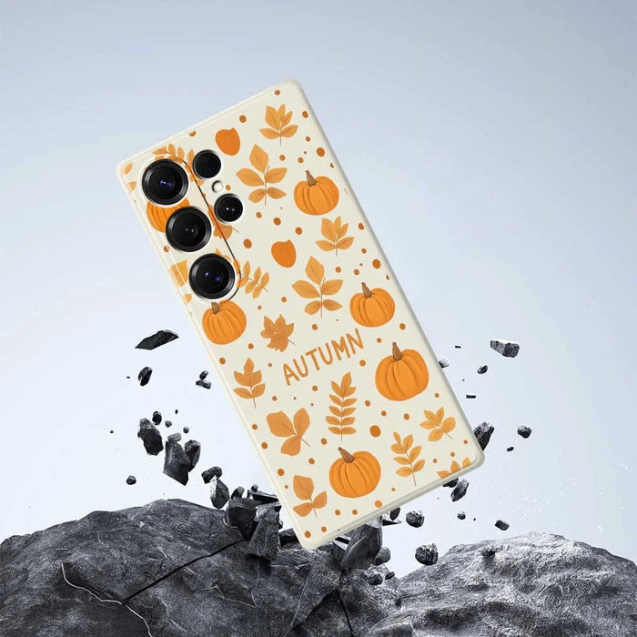 For Samsung Galaxy S25 Ultra Case Autumn Theme Pattern Printing Straight Edge TPU Phone Back Cover - Beige - 7