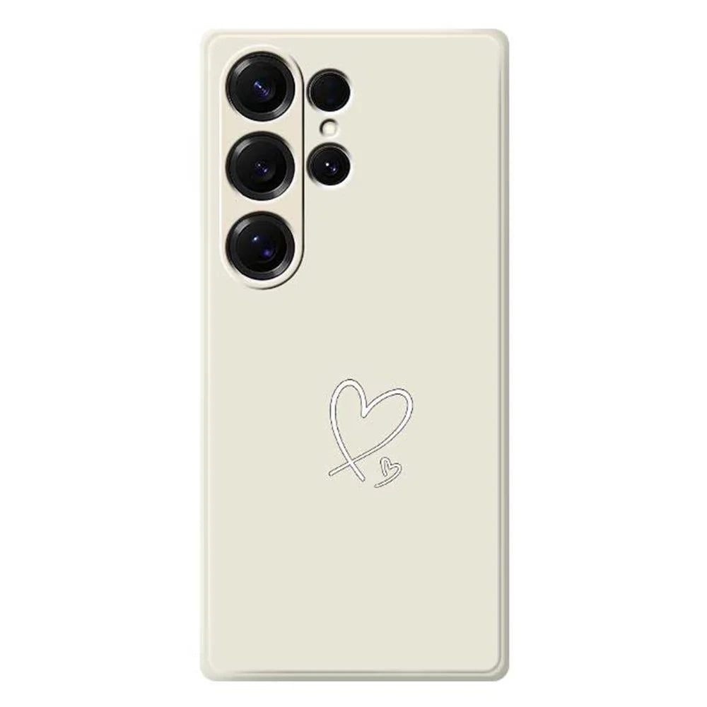 For Samsung Galaxy S25 Ultra Case White Love Pattern Printing Straight Edge TPU Phone Back Cover - Beige - 1