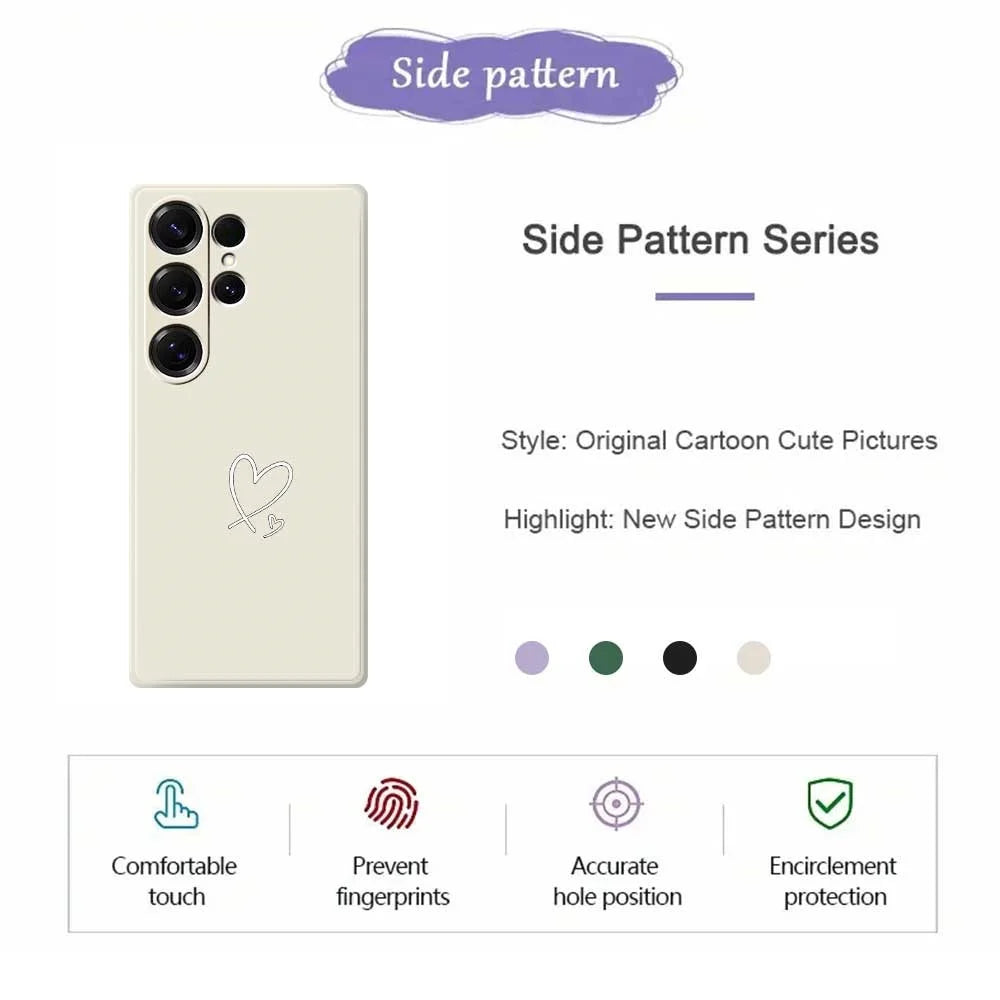 For Samsung Galaxy S25 Ultra Case White Love Pattern Printing Straight Edge TPU Phone Back Cover - Beige - 2