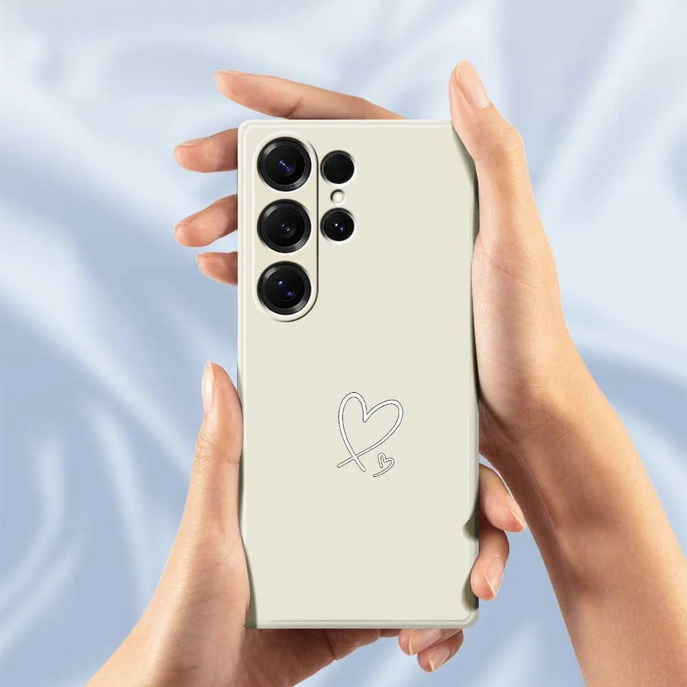 For Samsung Galaxy S25 Ultra Case White Love Pattern Printing Straight Edge TPU Phone Back Cover - Beige - 6