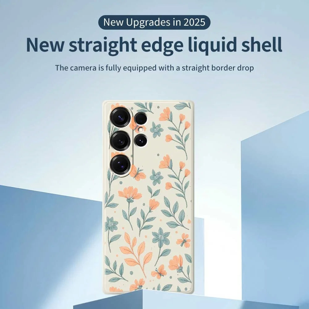 For Samsung Galaxy S25 Ultra Case Yellow Flowers Pattern Printing Straight Edge TPU Phone Back Cover - Beige - 2