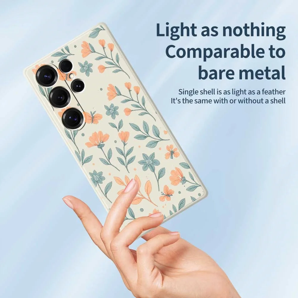 For Samsung Galaxy S25 Ultra Case Yellow Flowers Pattern Printing Straight Edge TPU Phone Back Cover - Beige - 3