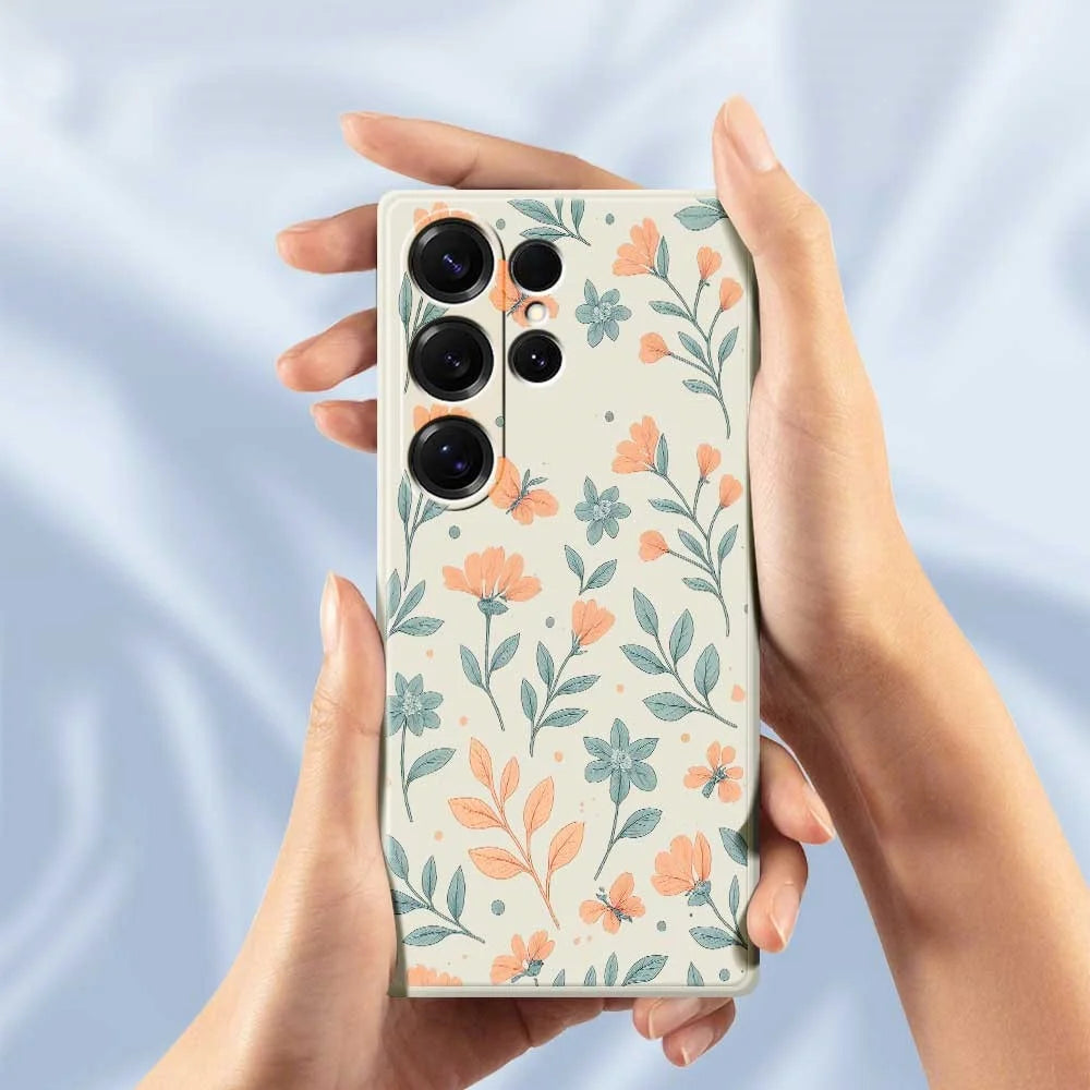For Samsung Galaxy S25 Ultra Case Yellow Flowers Pattern Printing Straight Edge TPU Phone Back Cover - Beige - 5