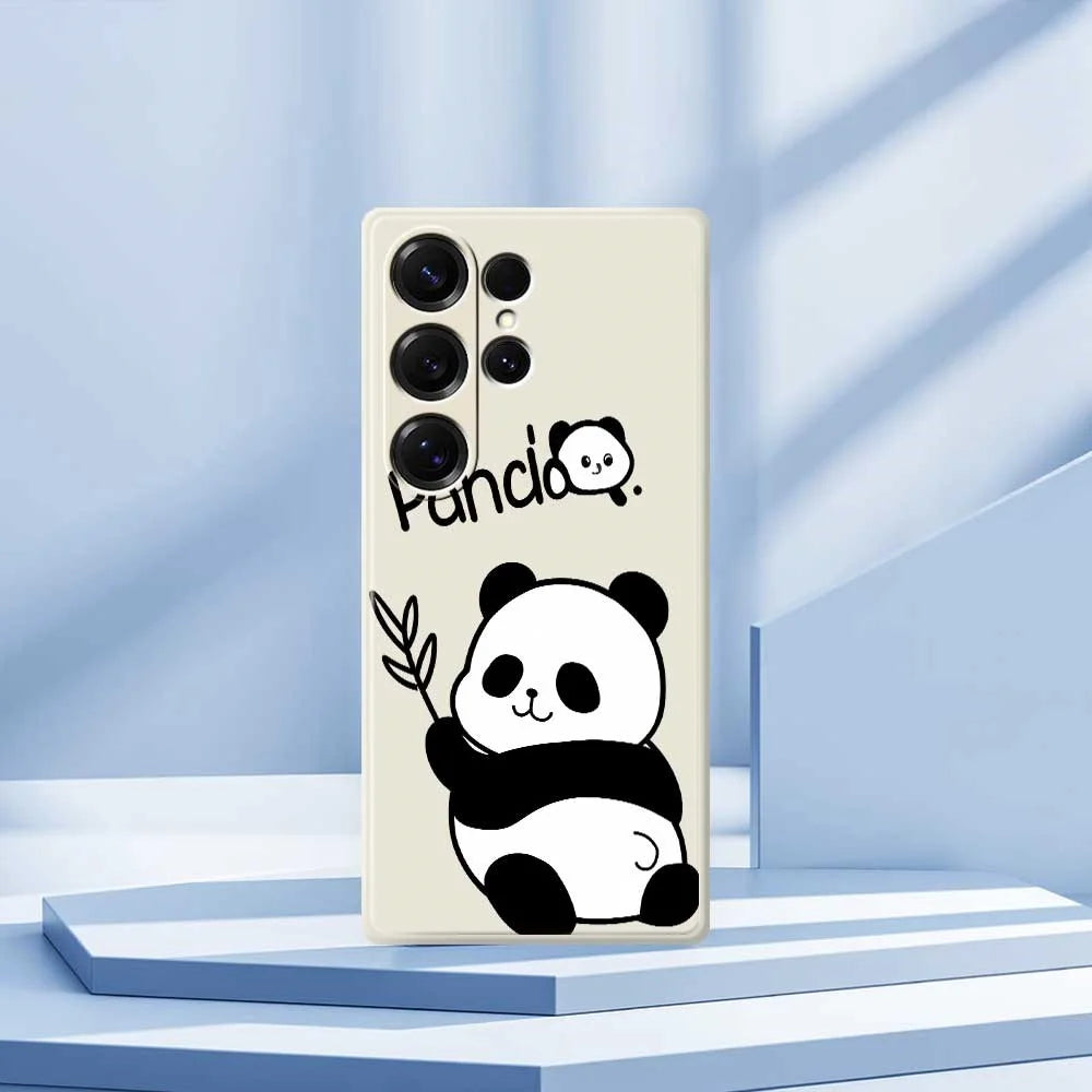 For Samsung Galaxy S25 Ultra Case Panda Pattern Printing Straight Edge TPU Phone Back Cover - Beige - 7