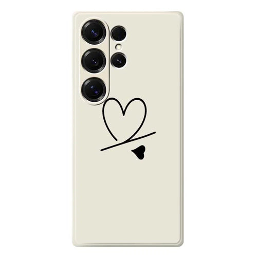 For Samsung Galaxy S25 Ultra Case Black Love Pattern Printing Straight Edge TPU Phone Back Cover - Beige - 1