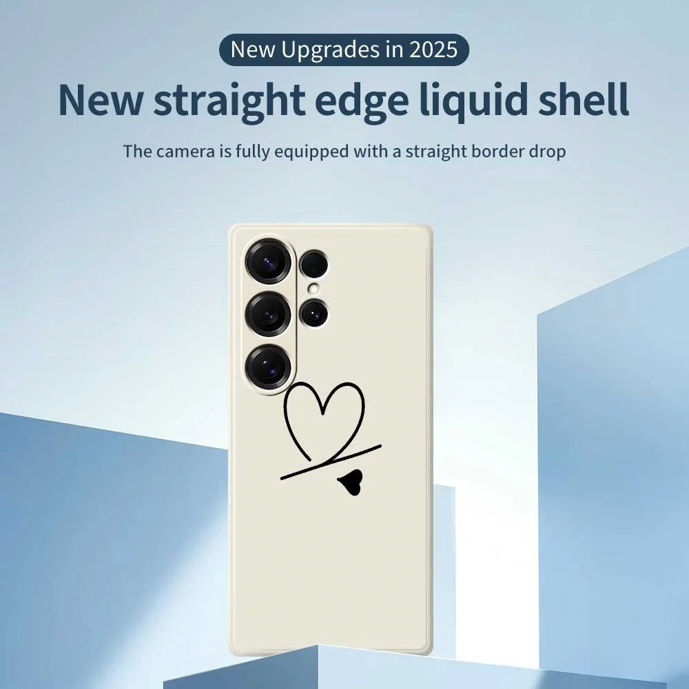 For Samsung Galaxy S25 Ultra Case Black Love Pattern Printing Straight Edge TPU Phone Back Cover - Beige - 2