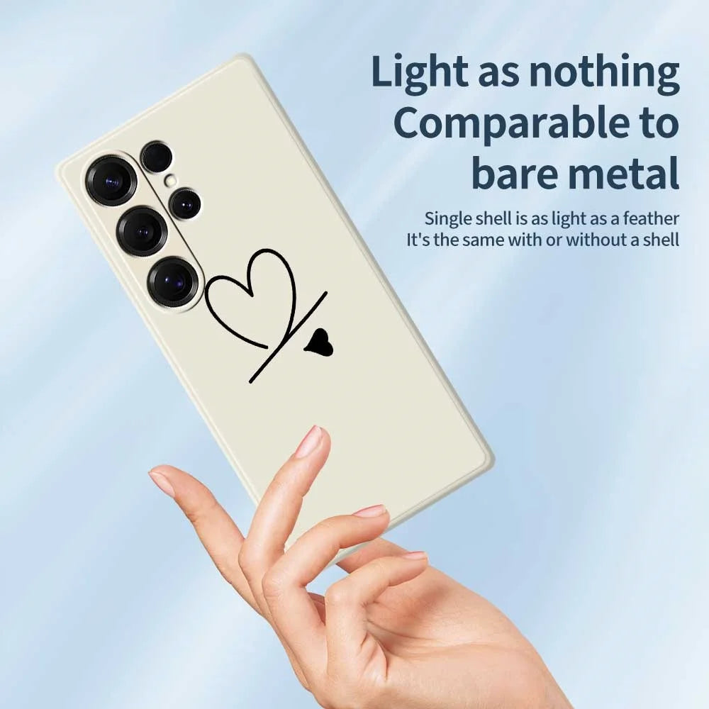 For Samsung Galaxy S25 Ultra Case Black Love Pattern Printing Straight Edge TPU Phone Back Cover - Beige - 3