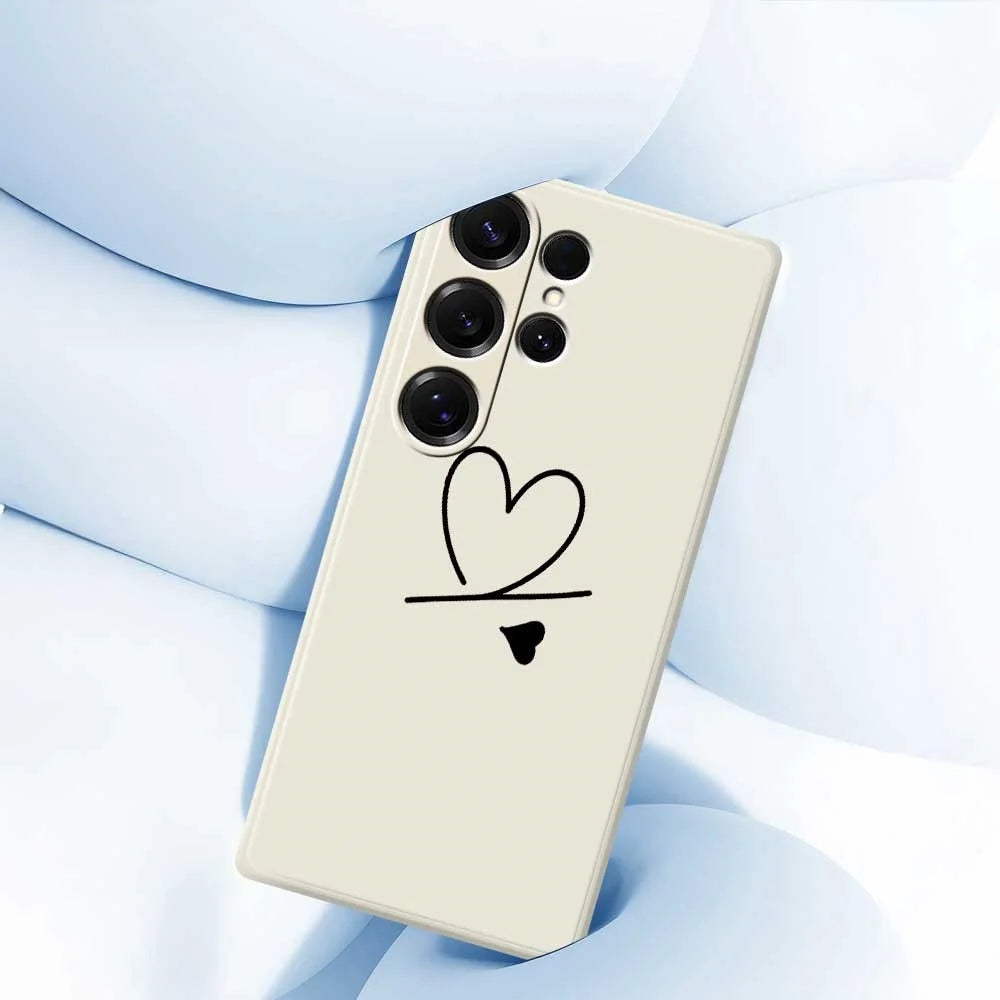 For Samsung Galaxy S25 Ultra Case Black Love Pattern Printing Straight Edge TPU Phone Back Cover - Beige - 4