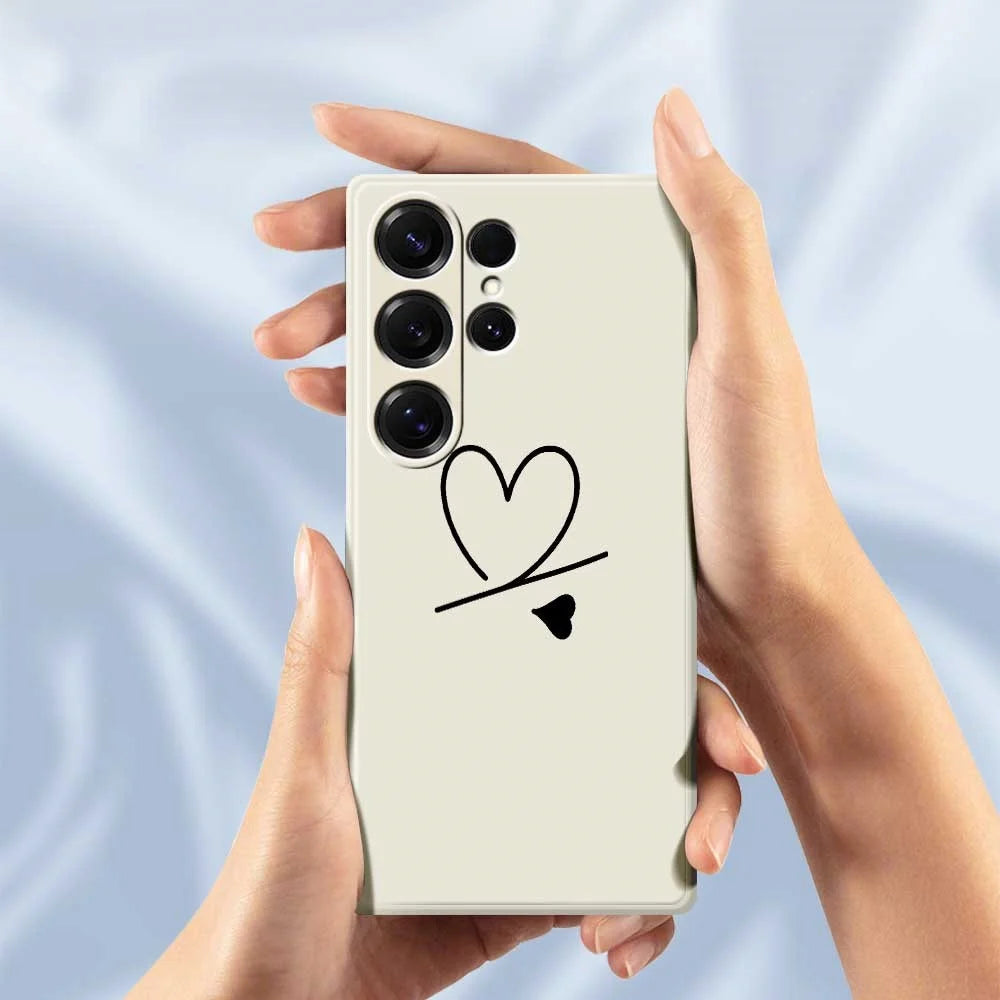 For Samsung Galaxy S25 Ultra Case Black Love Pattern Printing Straight Edge TPU Phone Back Cover - Beige - 5