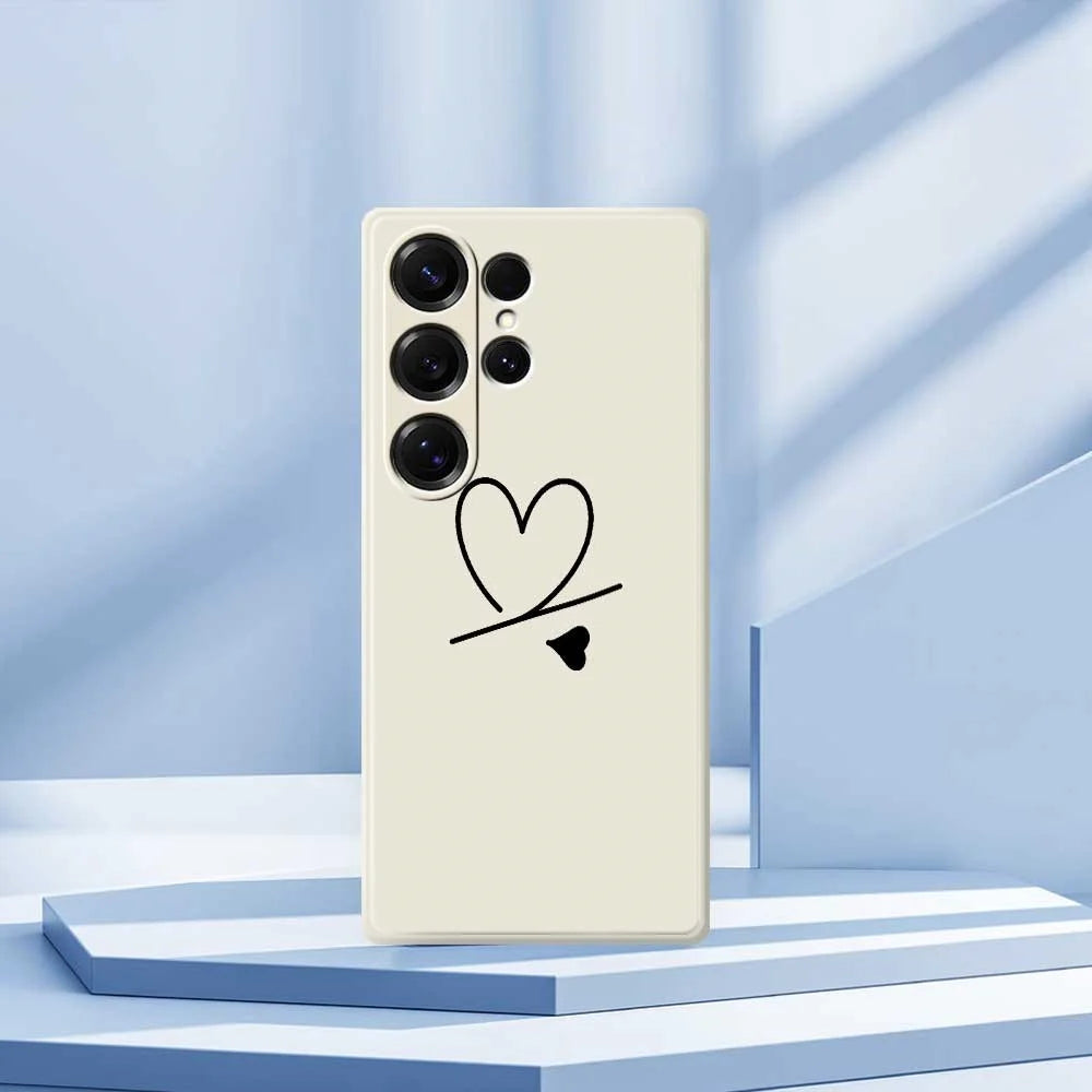 For Samsung Galaxy S25 Ultra Case Black Love Pattern Printing Straight Edge TPU Phone Back Cover - Beige - 7