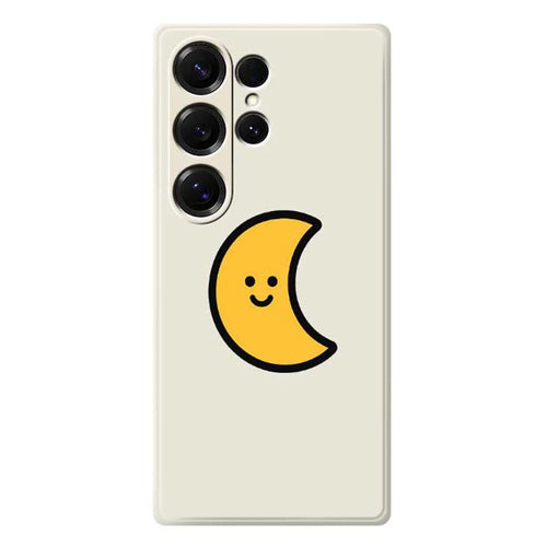 For Samsung Galaxy S25 Ultra Case Yellow Moon Pattern Printing Straight Edge TPU Phone Back Cover - Beige - 1
