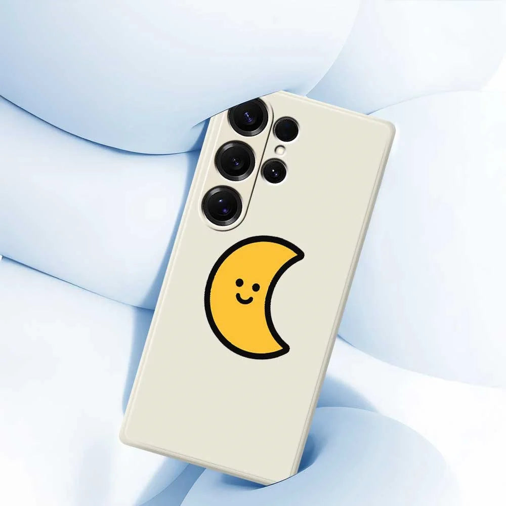 For Samsung Galaxy S25 Ultra Case Yellow Moon Pattern Printing Straight Edge TPU Phone Back Cover - Beige - 4