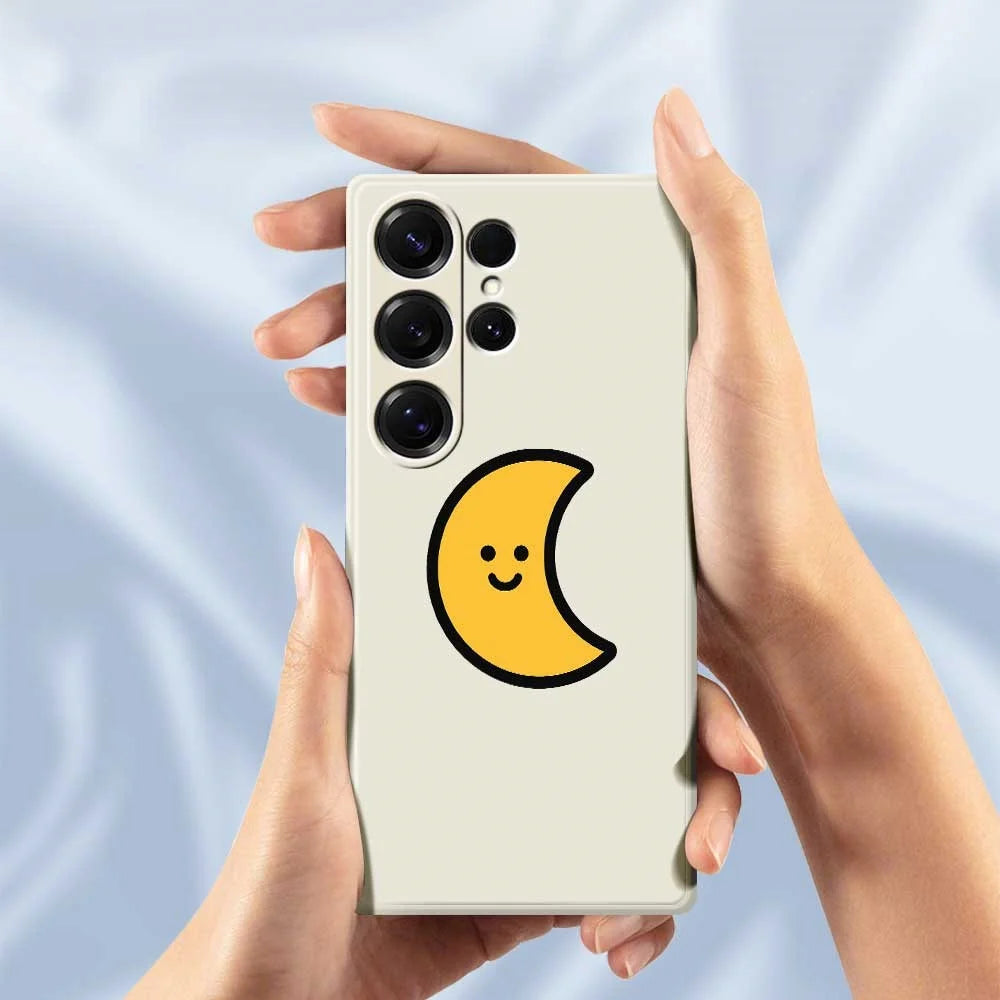 For Samsung Galaxy S25 Ultra Case Yellow Moon Pattern Printing Straight Edge TPU Phone Back Cover - Beige - 5
