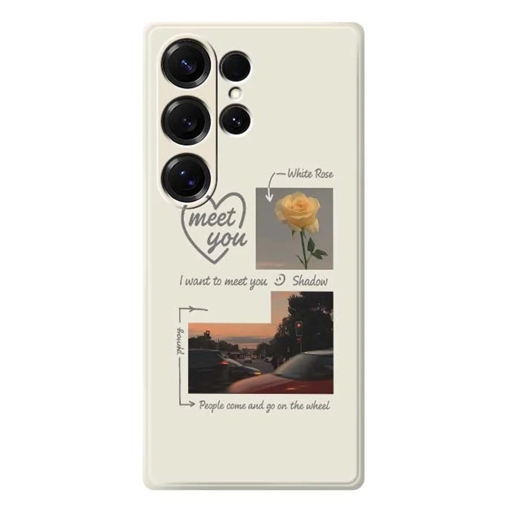 For Samsung Galaxy S25 Ultra Case Meet You Photo Pattern Printing Straight Edge TPU Phone Back Cover - Beige - 1