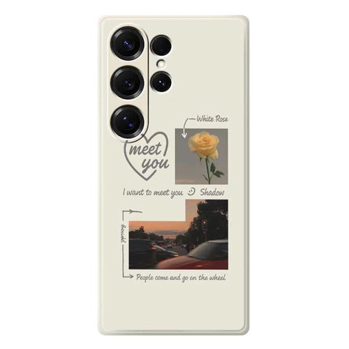 For Samsung Galaxy S25 Ultra Case Meet You Photo Pattern Printing Straight Edge TPU Phone Back Cover - Beige - 1